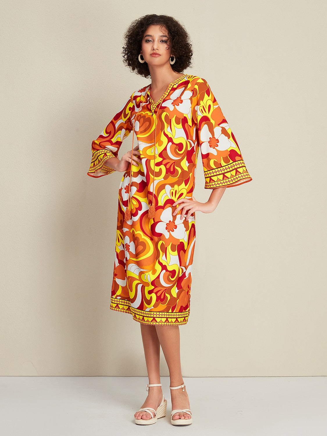 Satin Tie Front Midi Dress