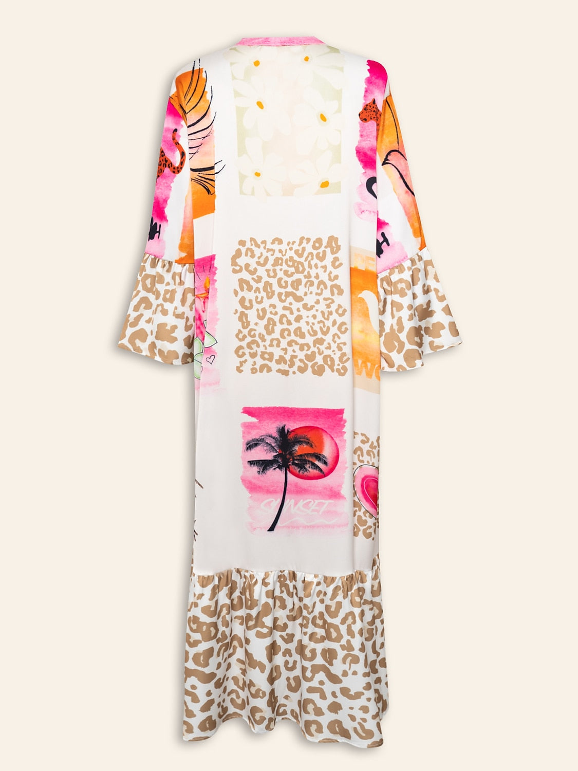 Satin Leopard Print Button Up Maxi Dress