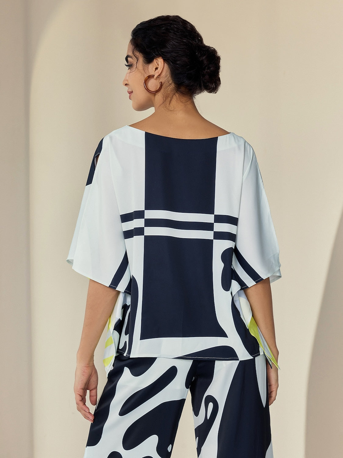 Satin Silk Shirt Color Combo Magyar Black Flowy Graphic