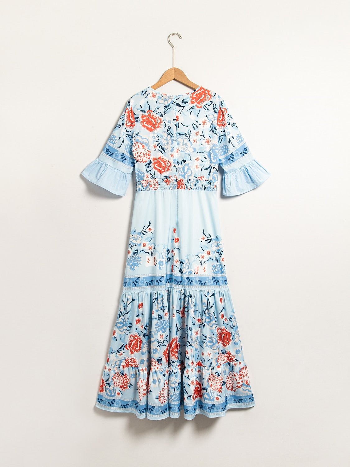 Maxi Dress Satin Floral Printing