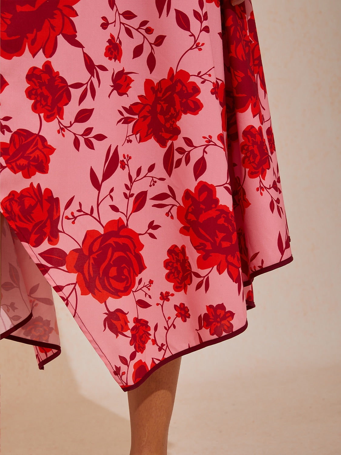 Vacation Pink Floral A-Line Cotton-Like Cami Dress