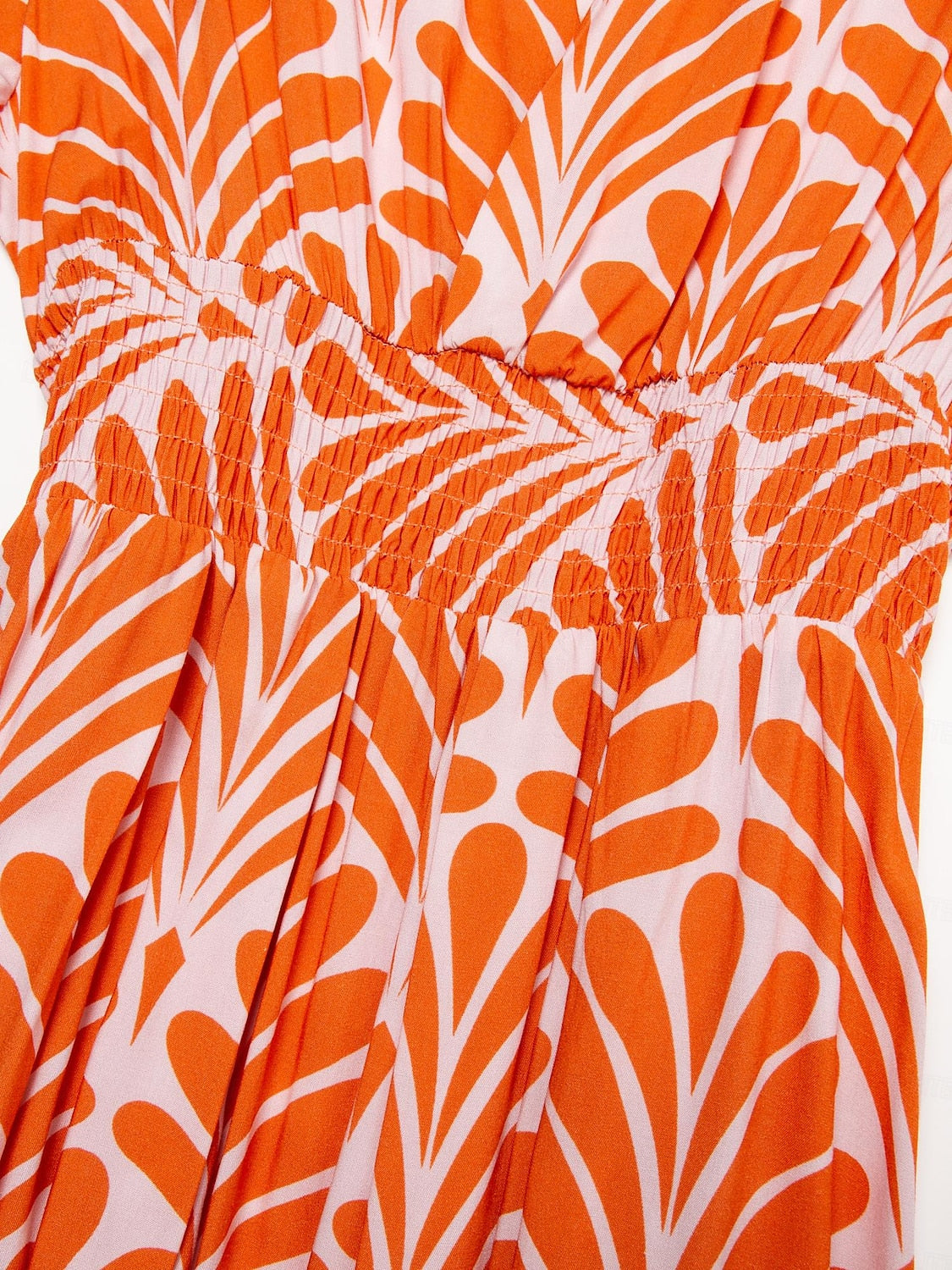 Orange Short Geometric Pattern Maxi Dress