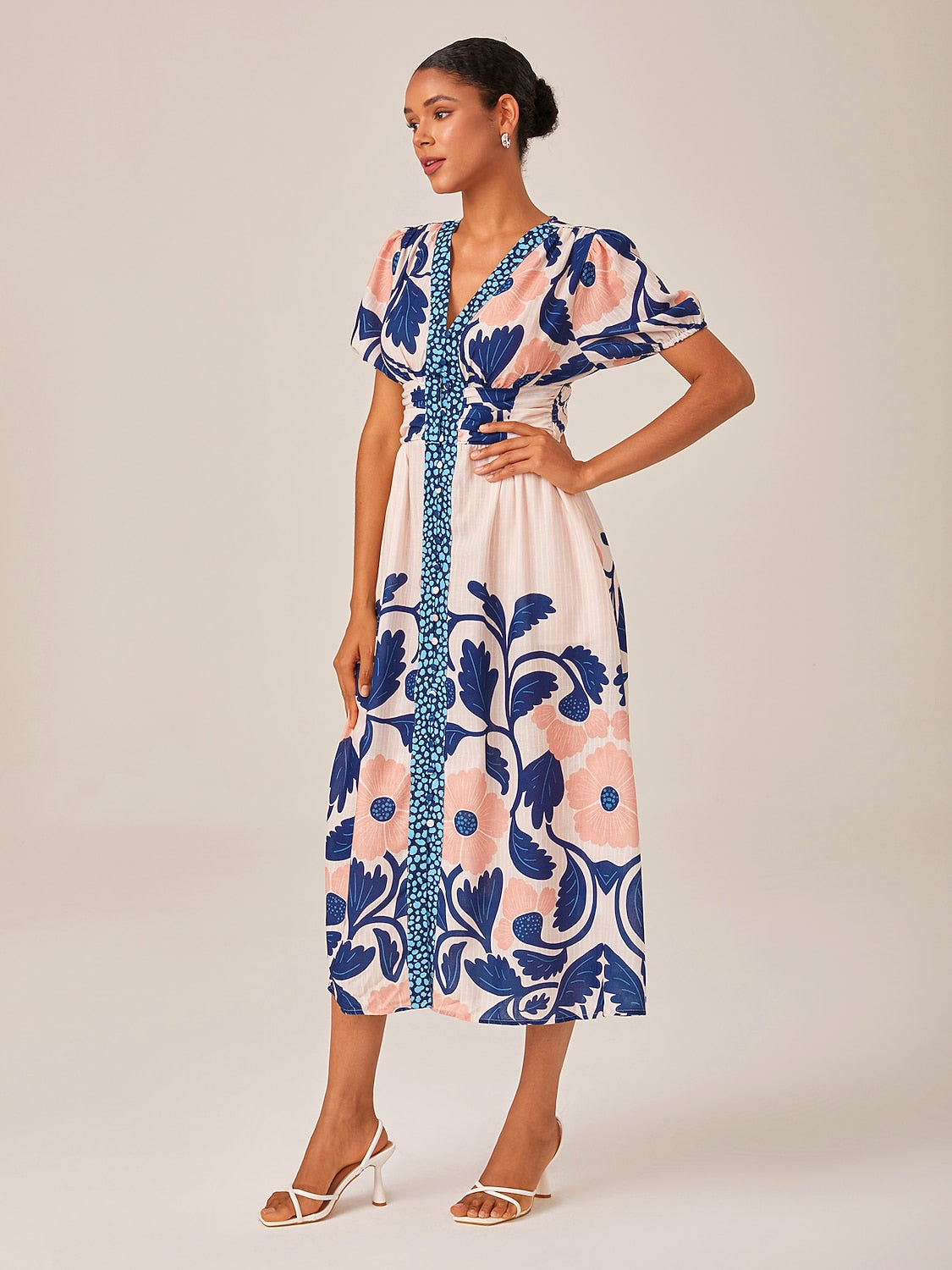 Floral High Waist Short Maxi Dress