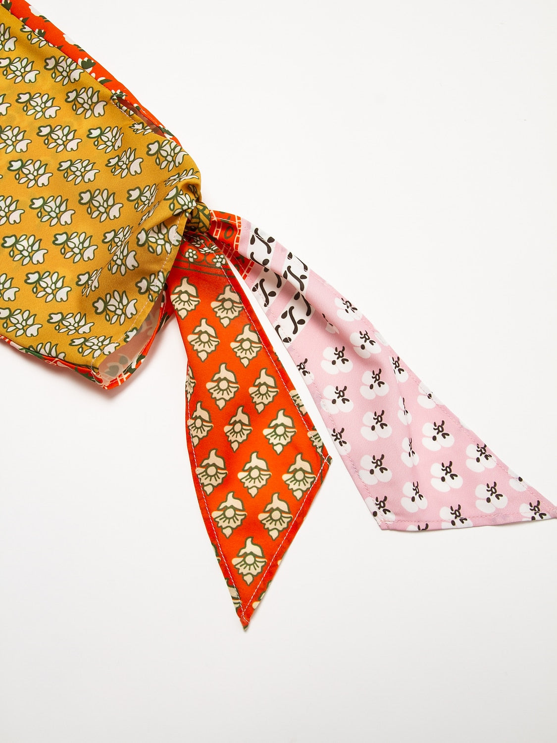 Maxi Dress Colorful Silk Scarf Printed Tie