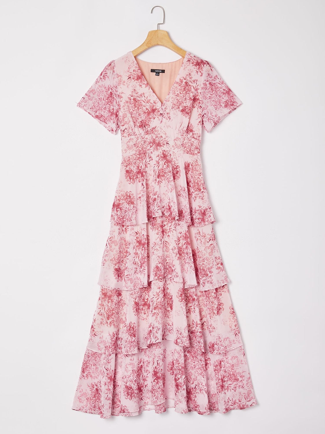 Floral Chiffon Maxi Dress A Line Tiered Ruffle Cake