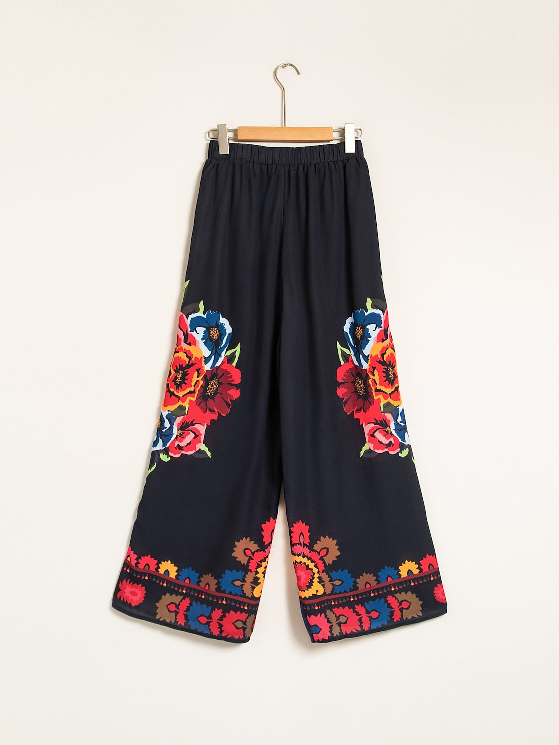 Pants Chiffon Floral Print Elasticated Waistband