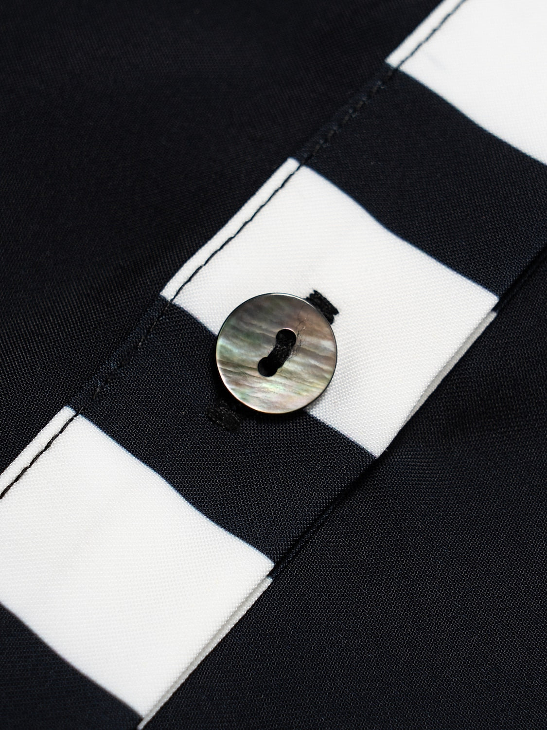 Blouse Black Satin Geometric Print Flare Cuff