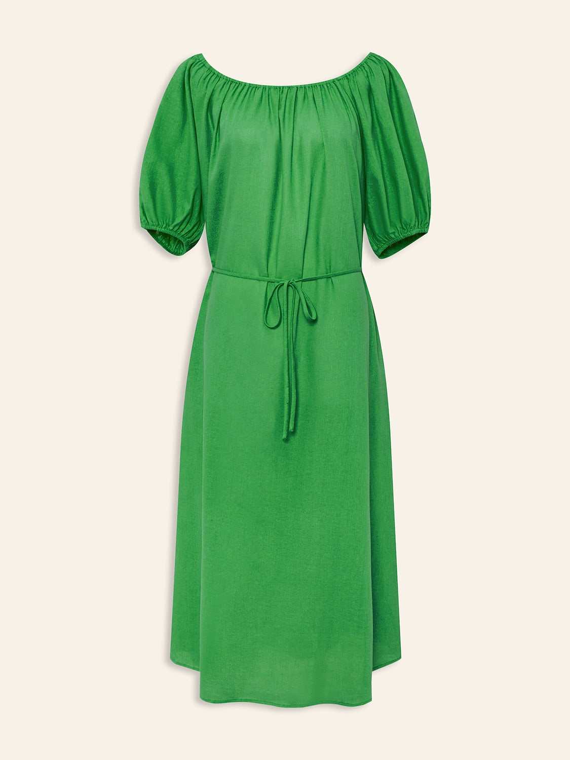 Cotton Resort Maxi Dress Loose Fit Off-Shoulder Puff