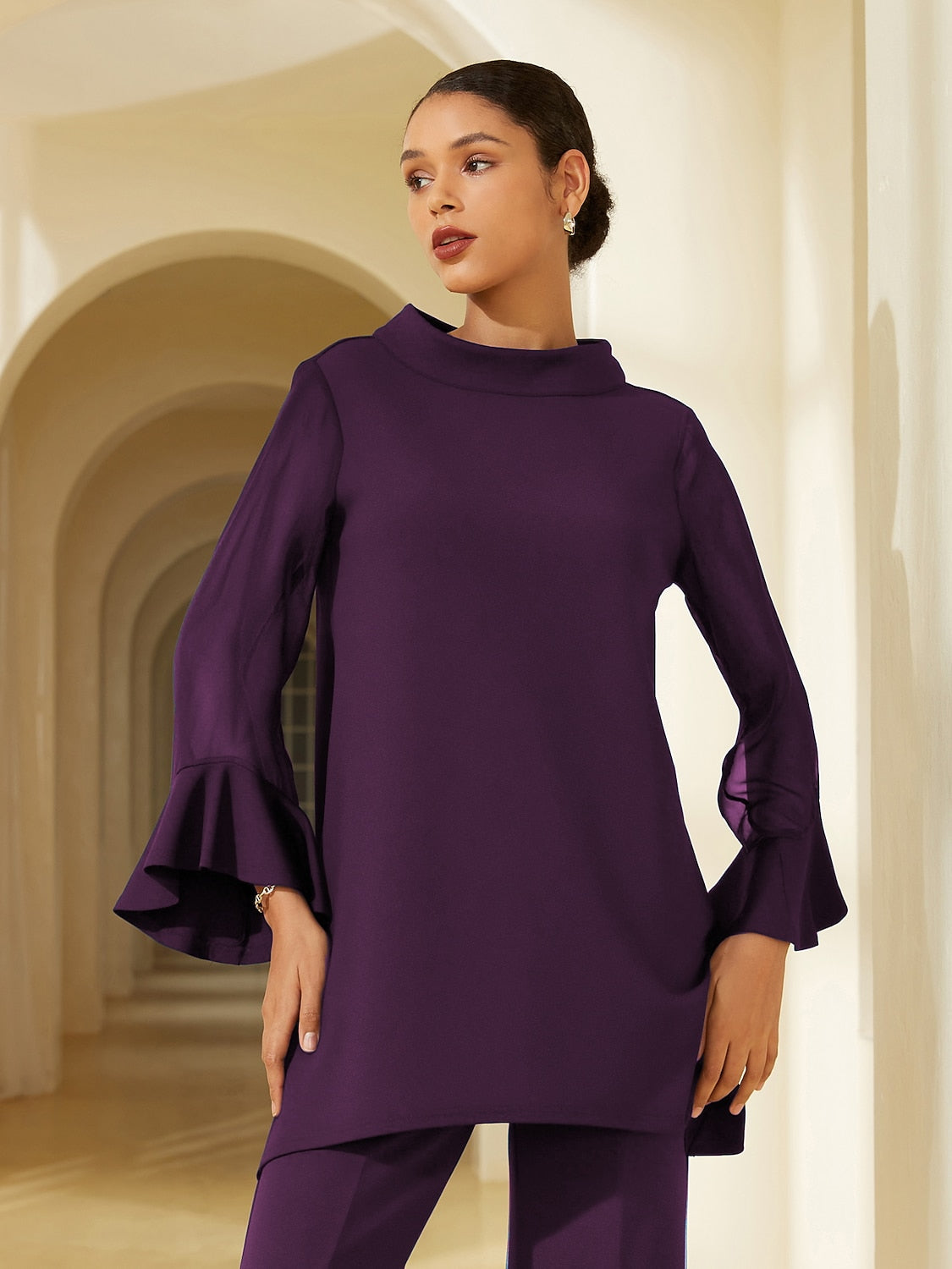 Chiffon Modal Slim Fit Sheer Lightweight Breathable Blouse