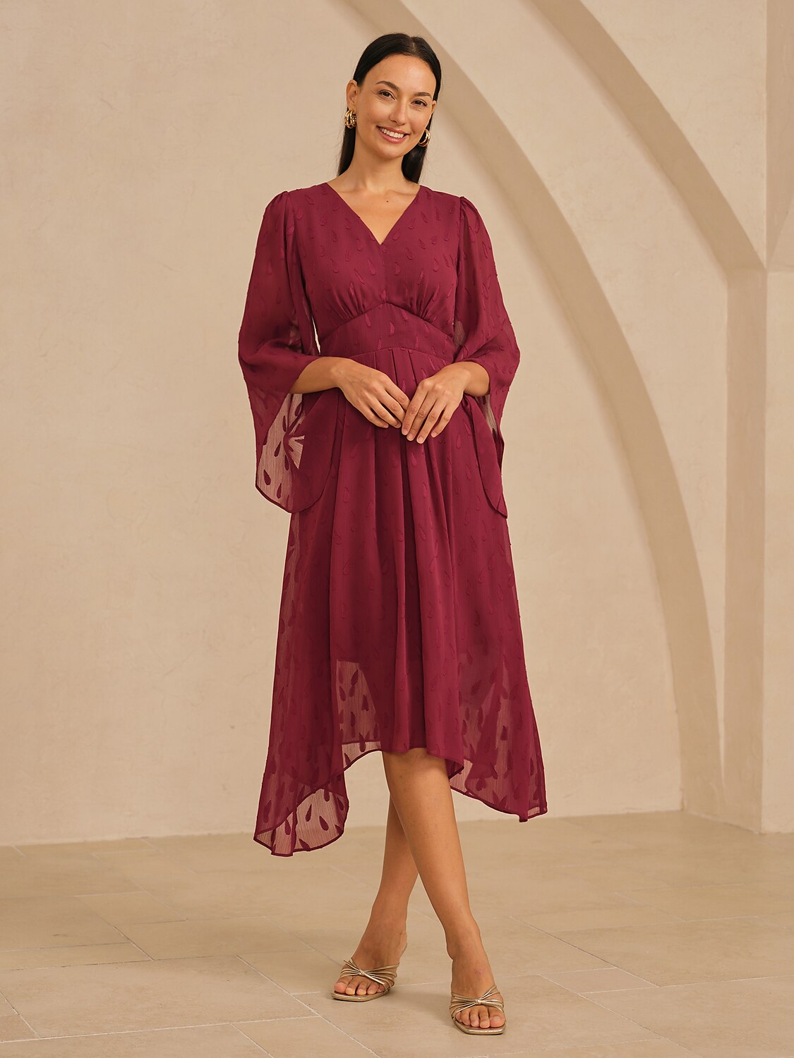 Chiffon Paisley Pattern Maxi Dress