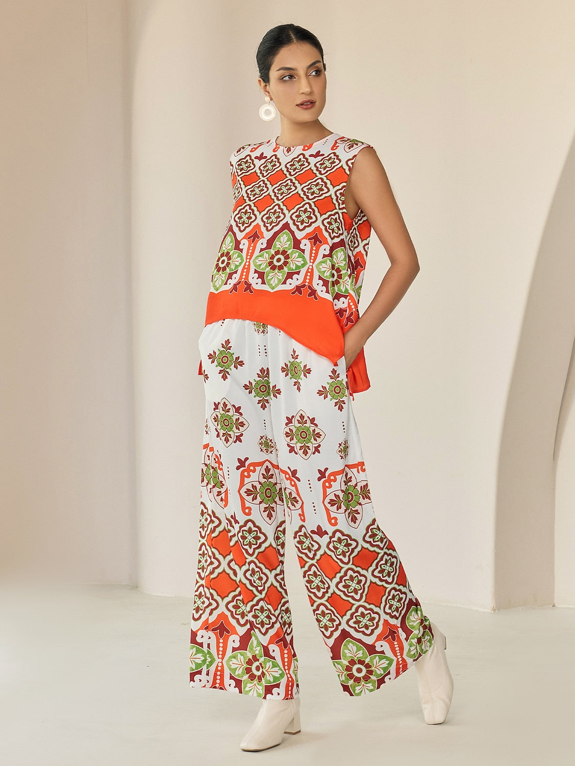 Satin Bohemia Wide Leg Pocket Pants