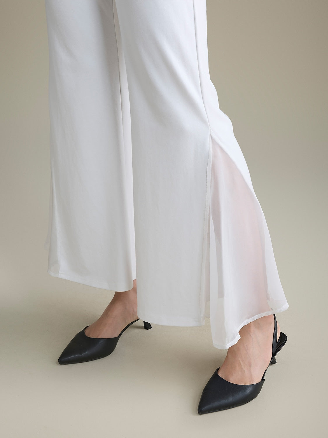 Black High-Waist Pants Chiffon Lightweight Pants
