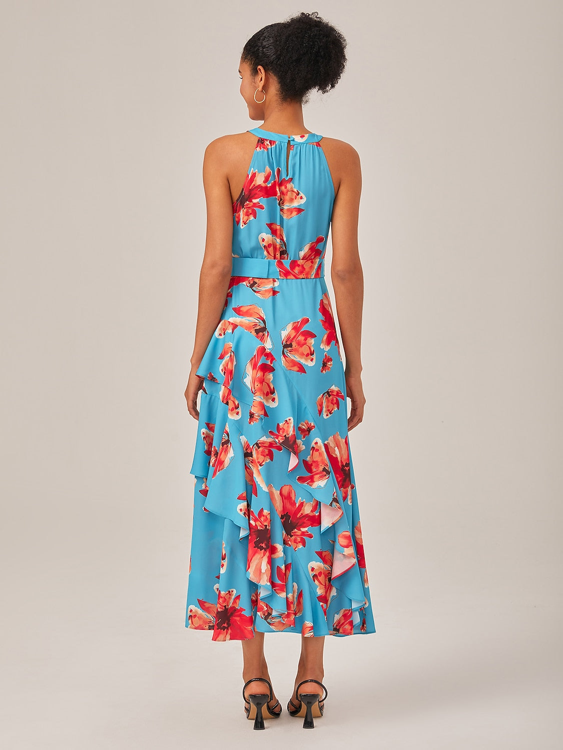 Floral Ruffle Chiffon Maxi Dress