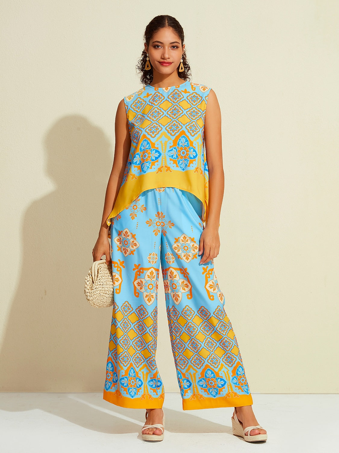 Satin Bohemia Wide Leg Pocket Pants