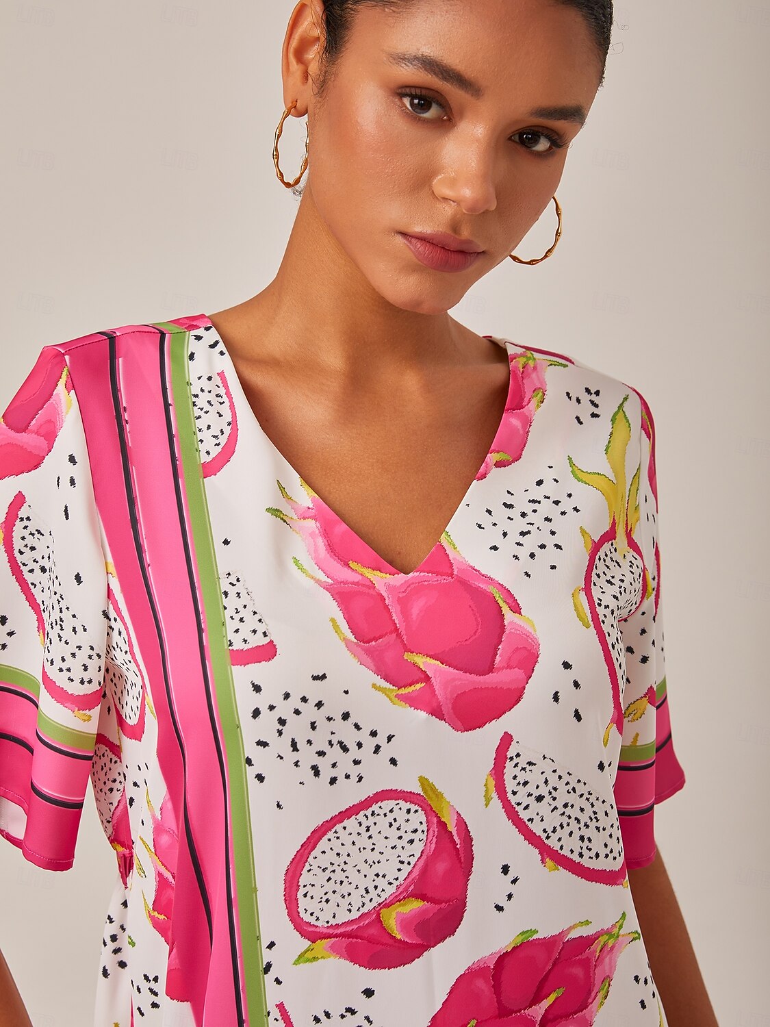 Dragon Fruit Placed Print Mini Dress