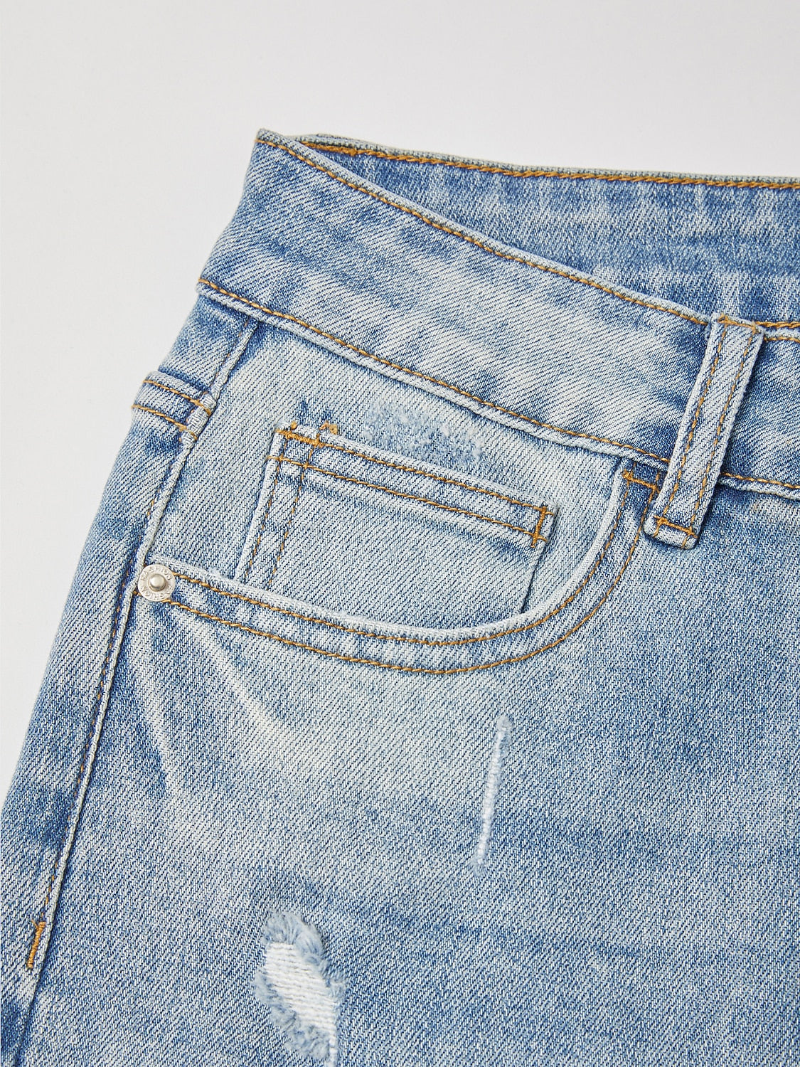 Cotton Stretch Flared Jeans High Waist Frayed Hem Denim Pants