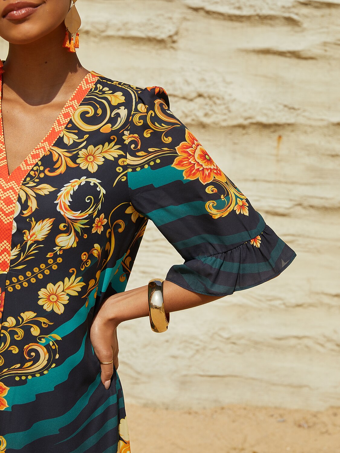 Emerald Empress Flowy Chiffon Straight Maxi Dress