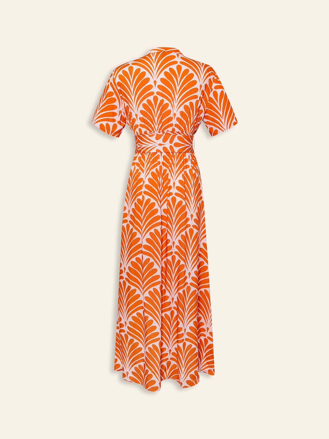Orange Short Geometric Pattern Maxi Dress