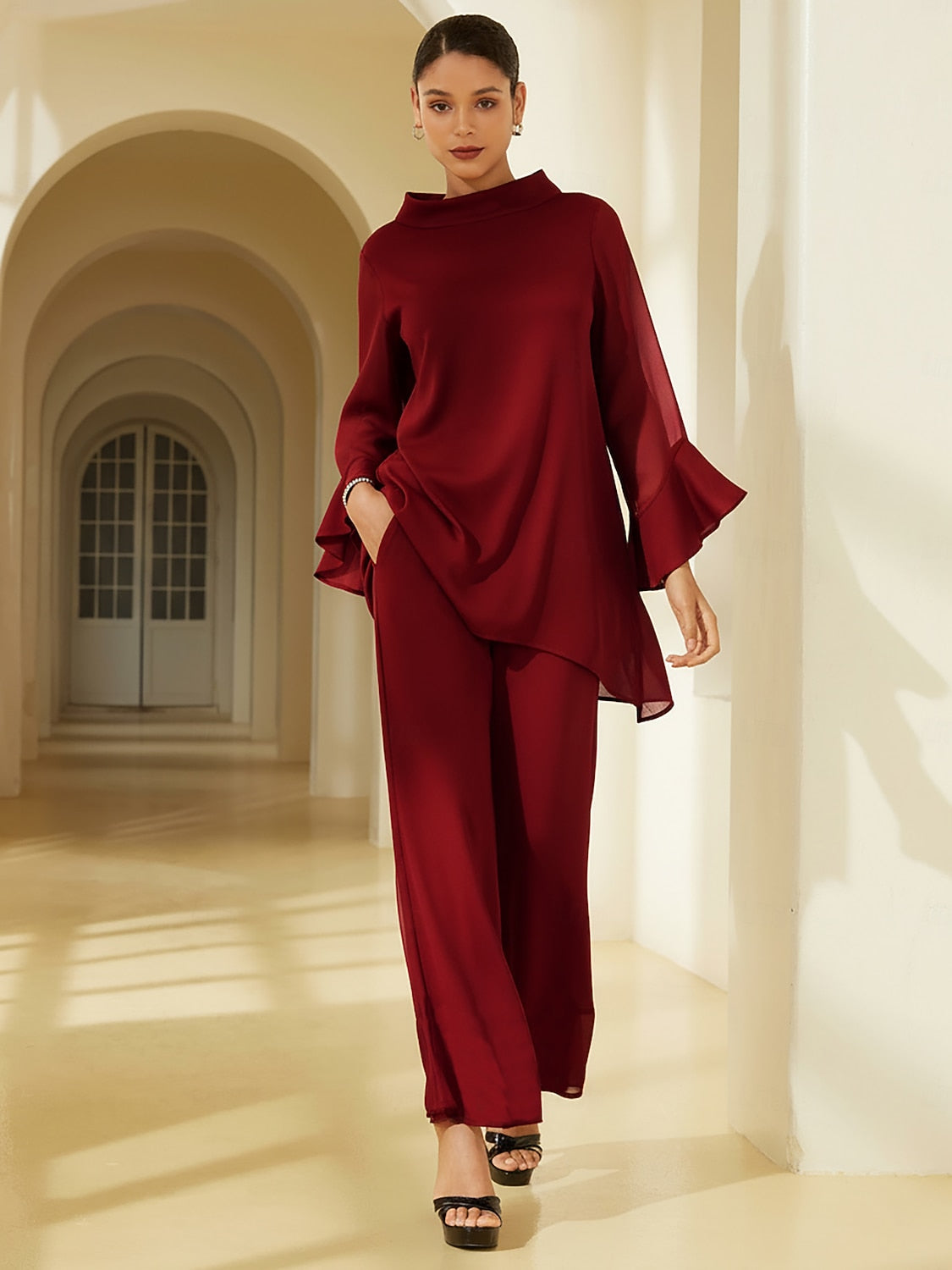 Chiffon Modal Slim Fit Sheer Lightweight Breathable Blouse