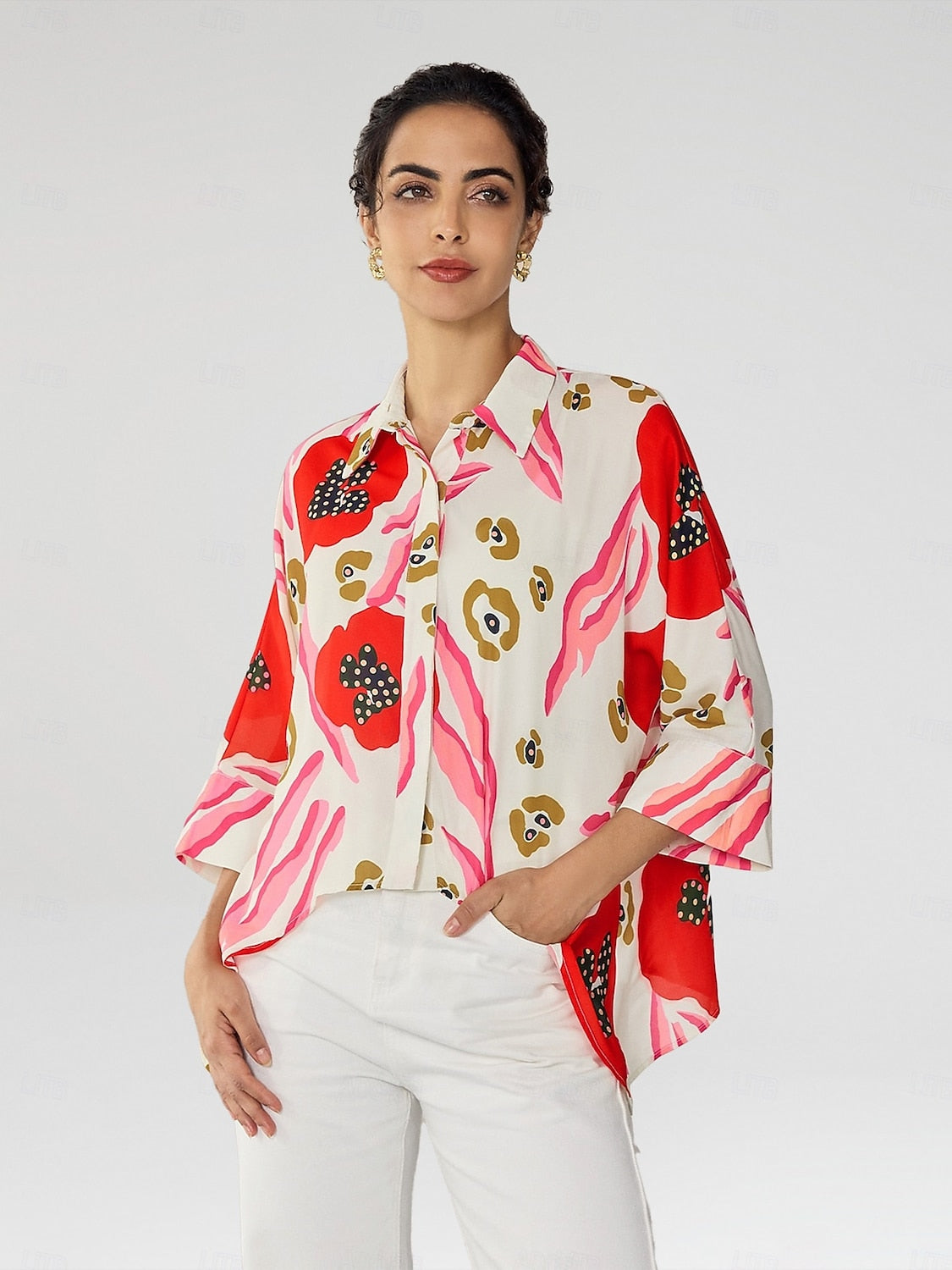 Chiffon Floral Print Casual Daily Shirt