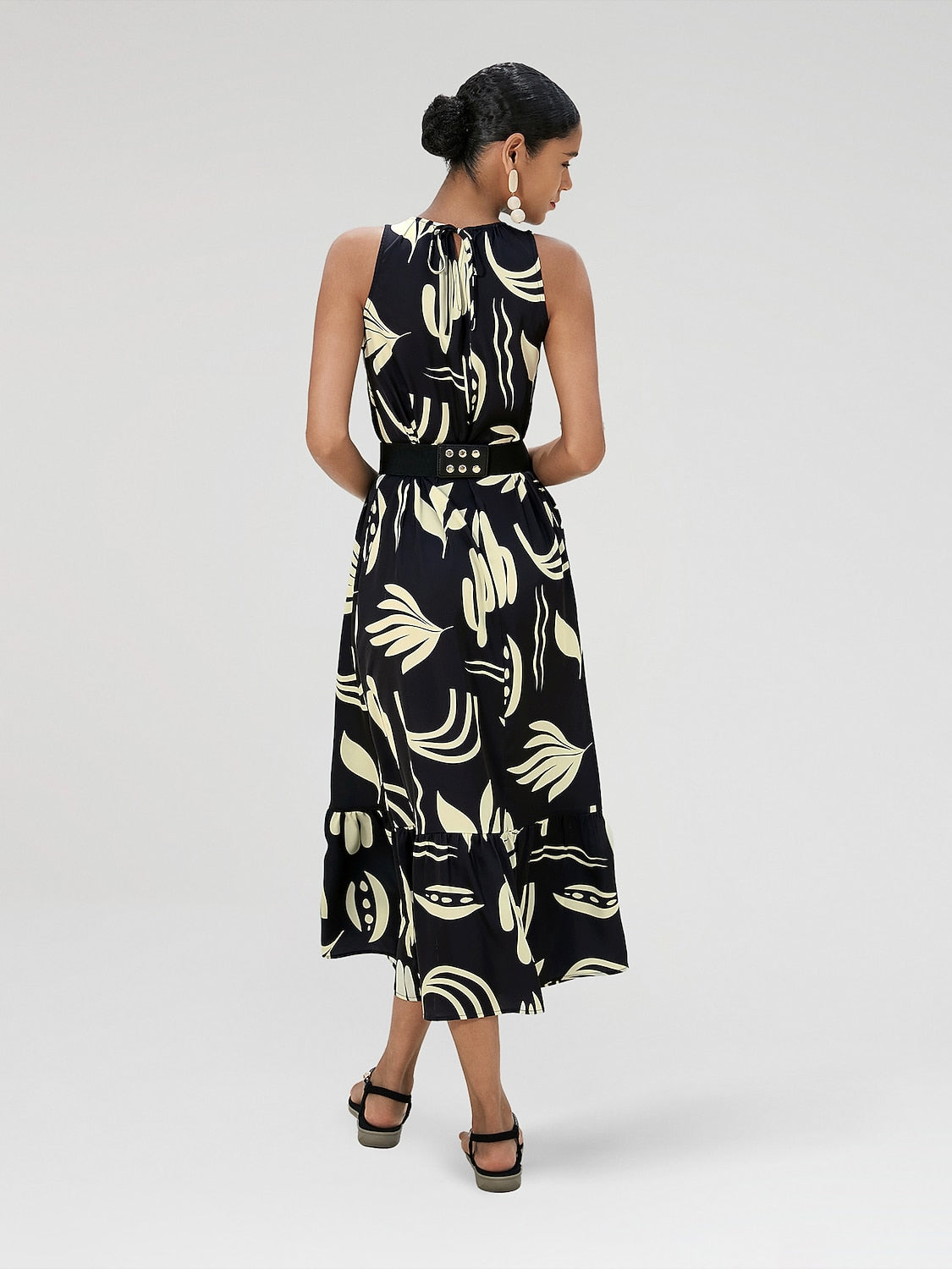 Satin Leaves less Maxi Dress (No Belt)