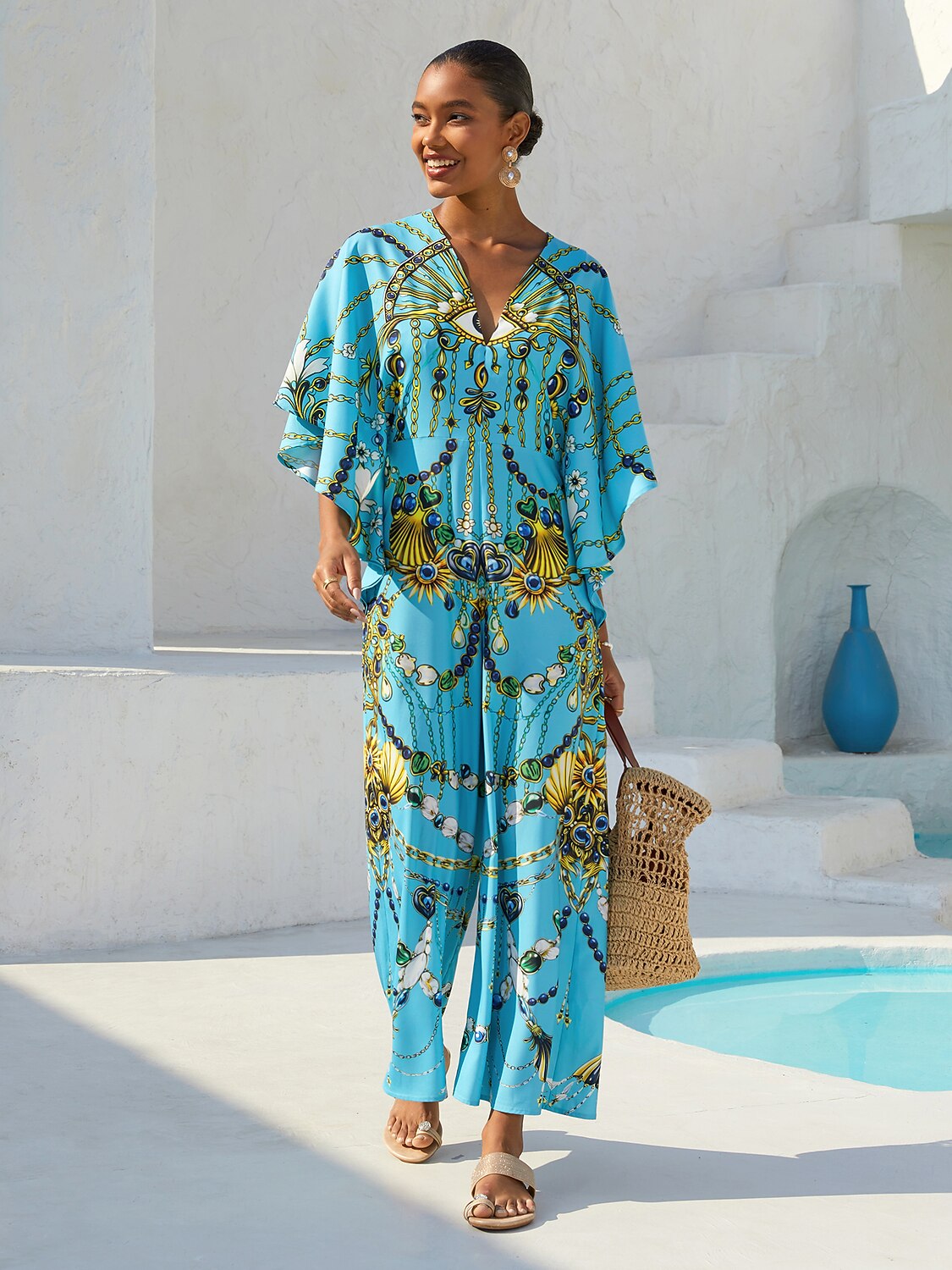 Vintage Jewelry Silky Satin Jumpsuit