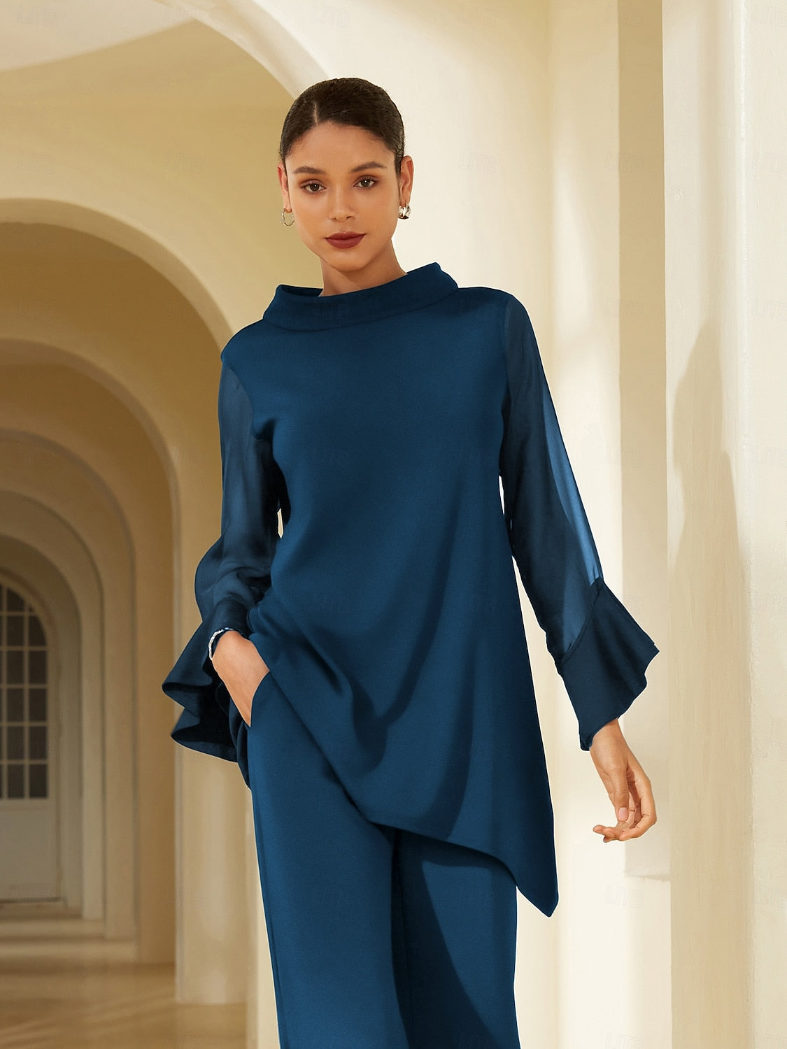 Modal Chiffon Flare Cuff Set