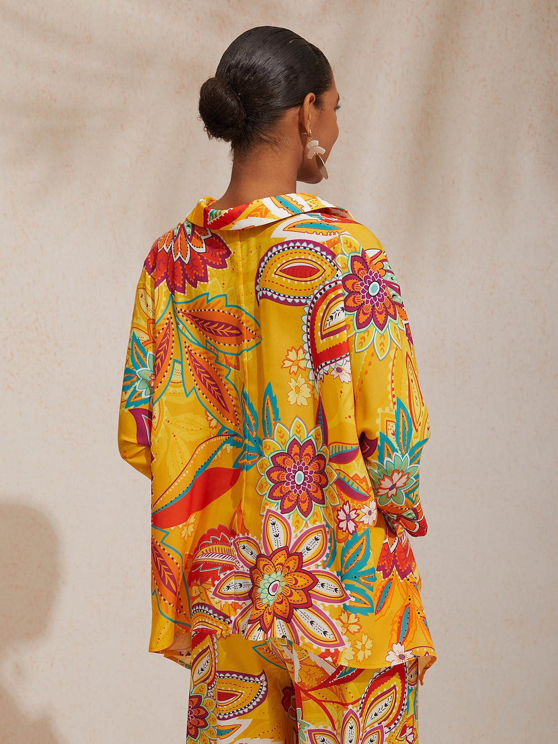 Vacation Paisley Floral Loose Dolman Sleeves Chiffon Short Shirt