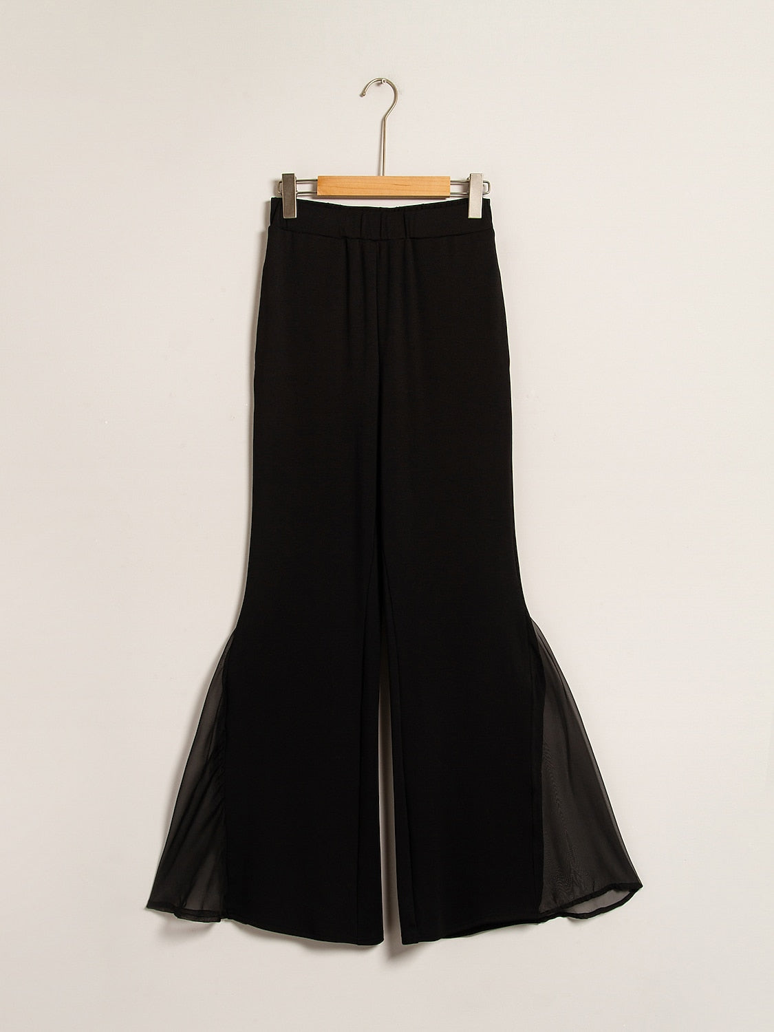 Black High Waist Pants Chiffon Lightweight Pants