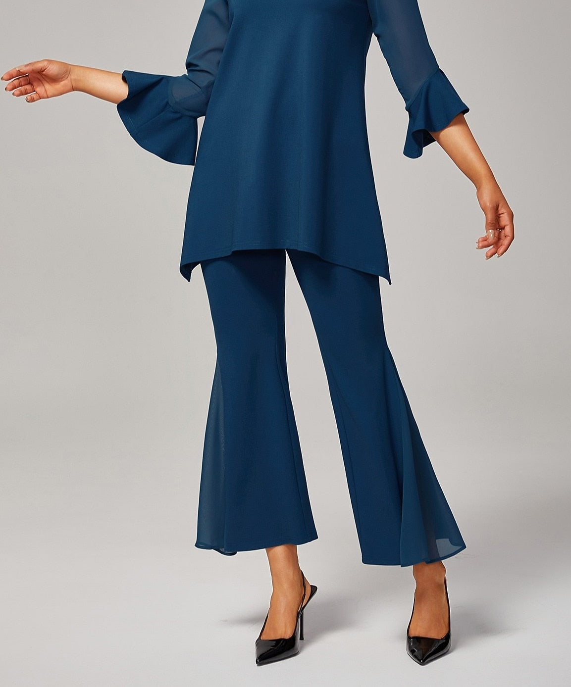 Black High Waist Pants Chiffon Lightweight Pants