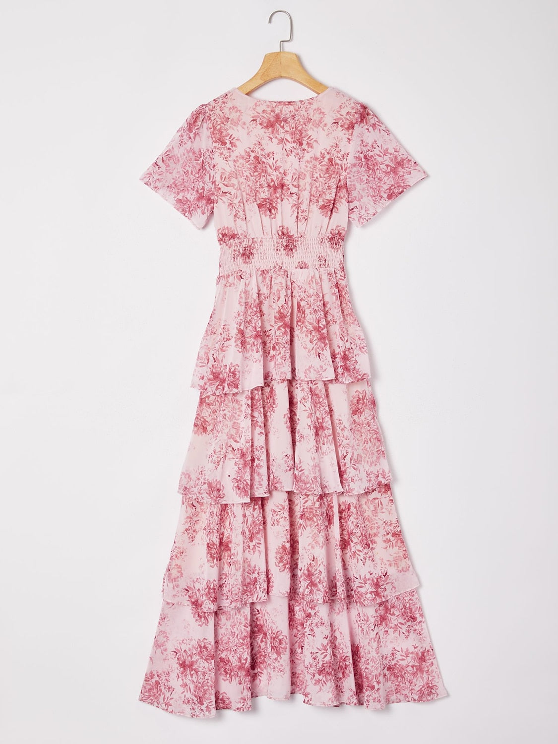 Floral Chiffon Maxi Dress A Line Tiered Ruffle Cake