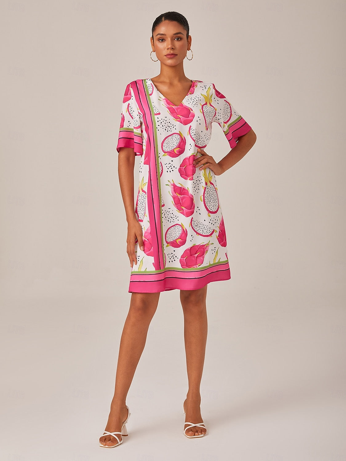 Dragon Fruit Placed Print Mini Dress