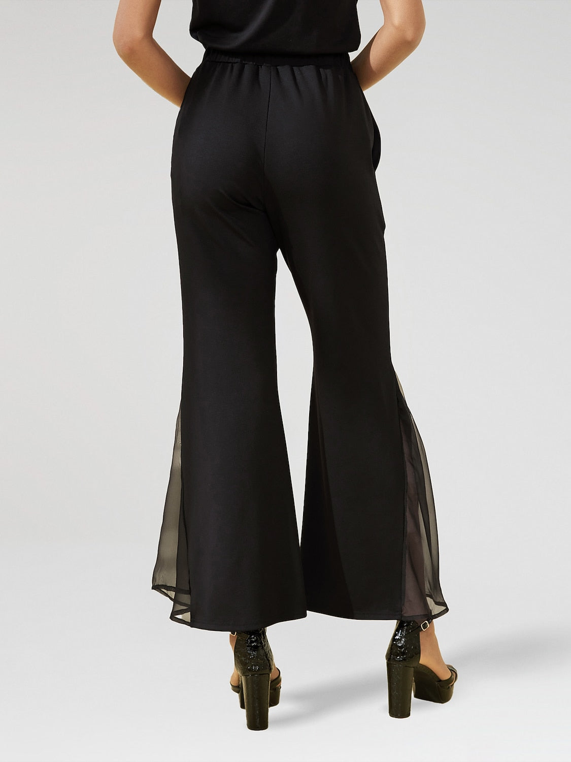 Black High Waist Pants Chiffon Lightweight Pants