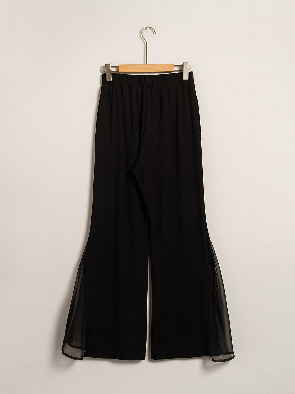 Black High Waist Pants Chiffon Lightweight Pants