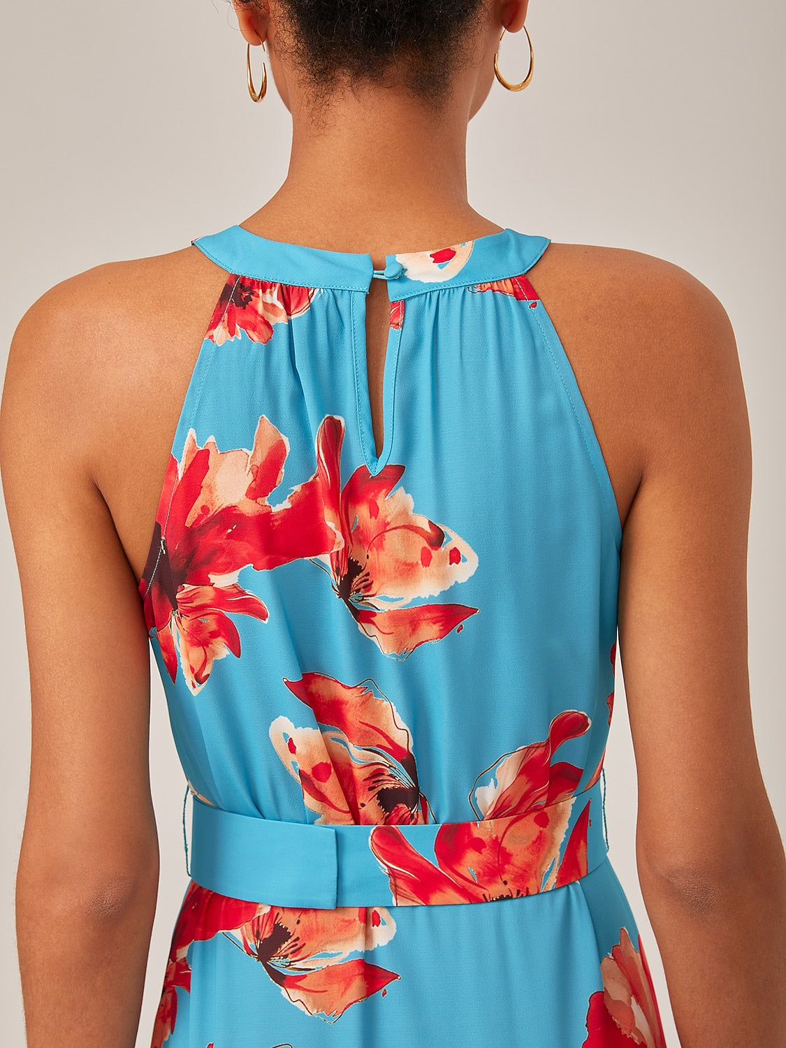 Floral Ruffle Chiffon Maxi Dress