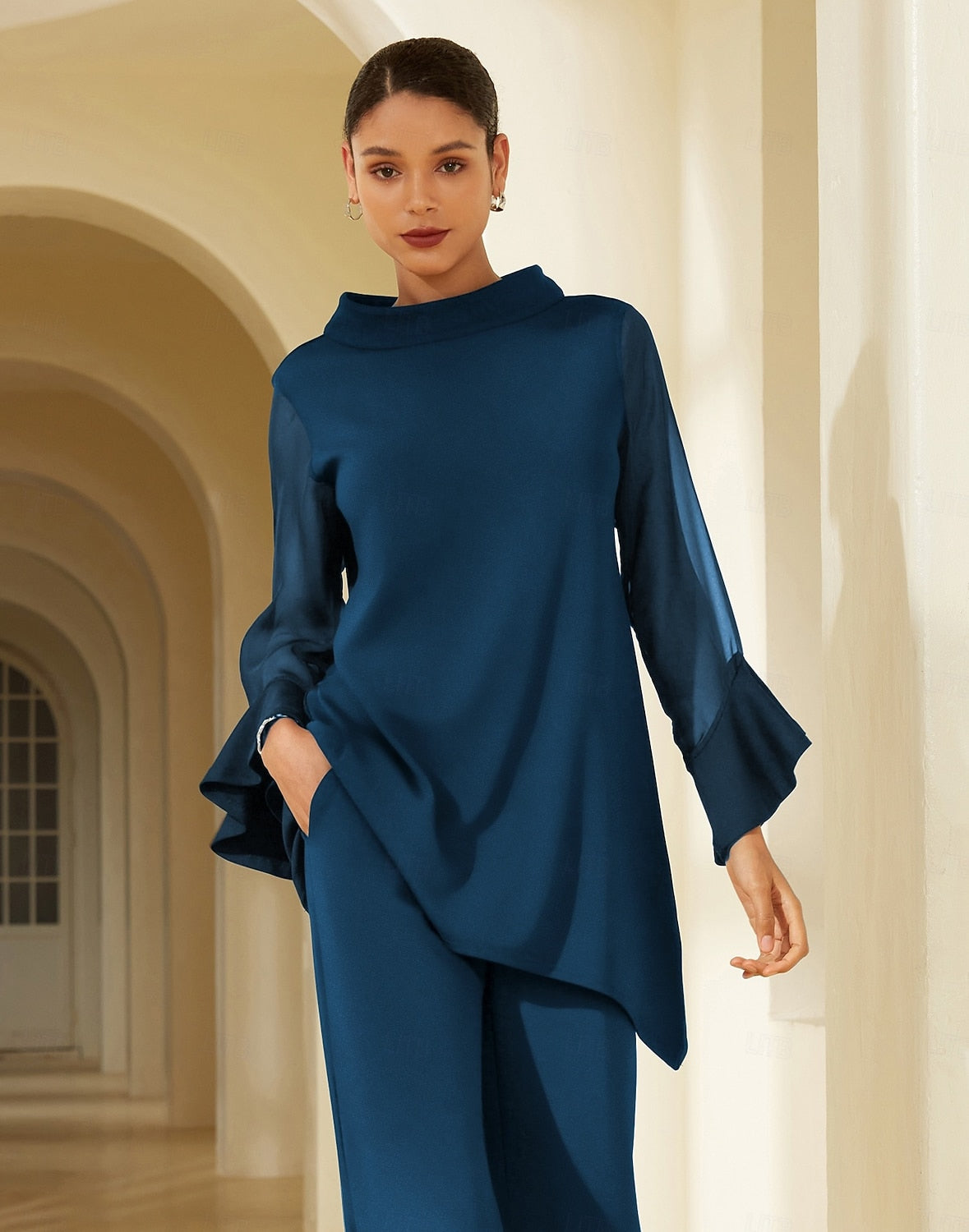 Chiffon Modal Slim Fit Sheer Lightweight Breathable Blouse