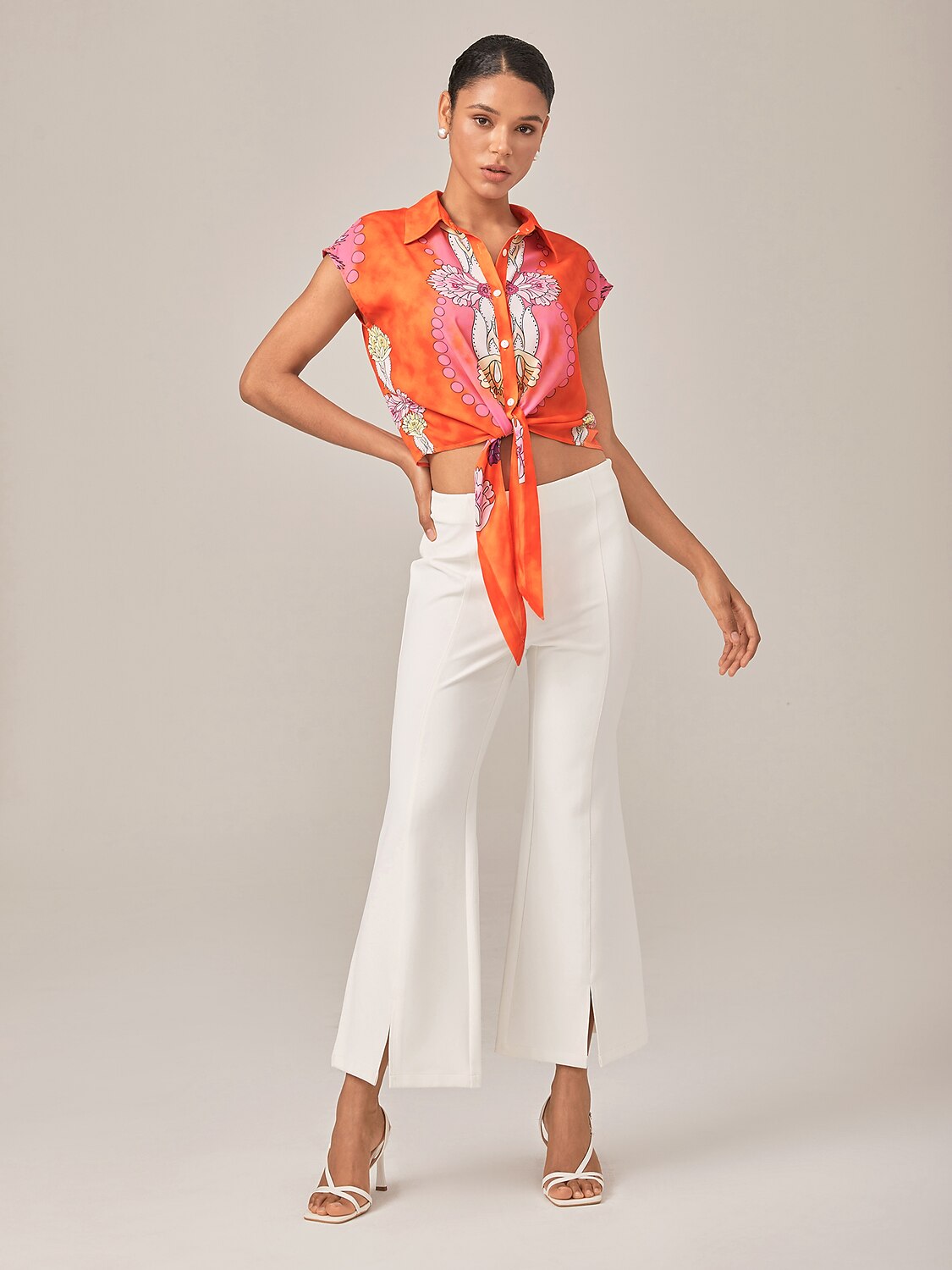 Vacation Style Orange Crop Tie Top