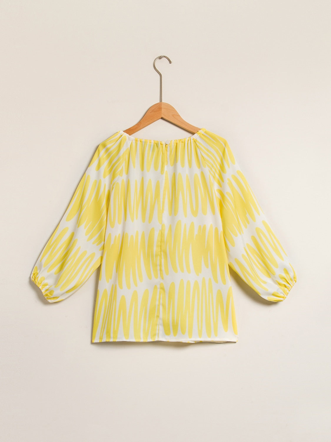 Satin Puff Hollow Out Raglan Shirt