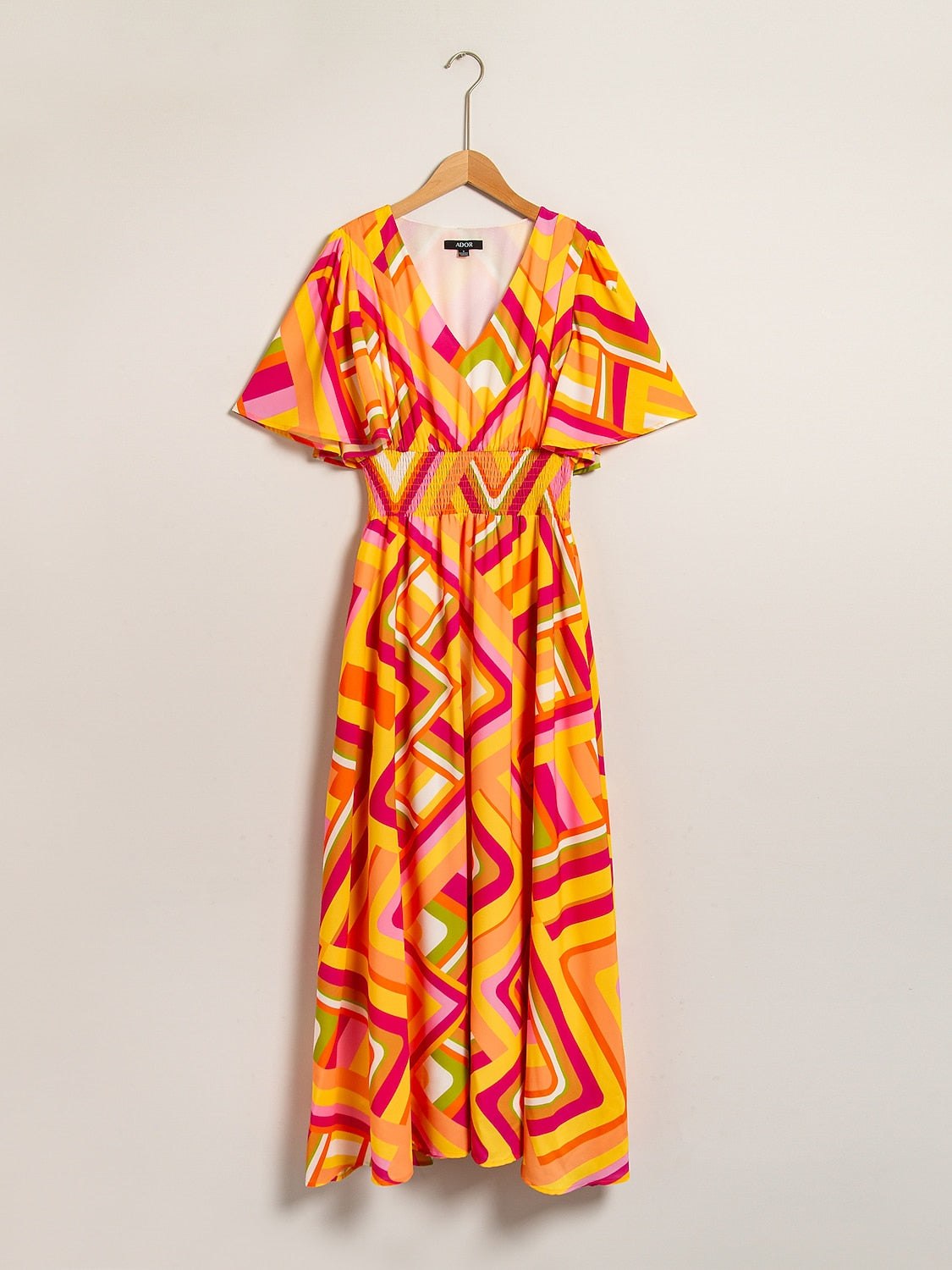 Chiffon Geometric Maxi Dress