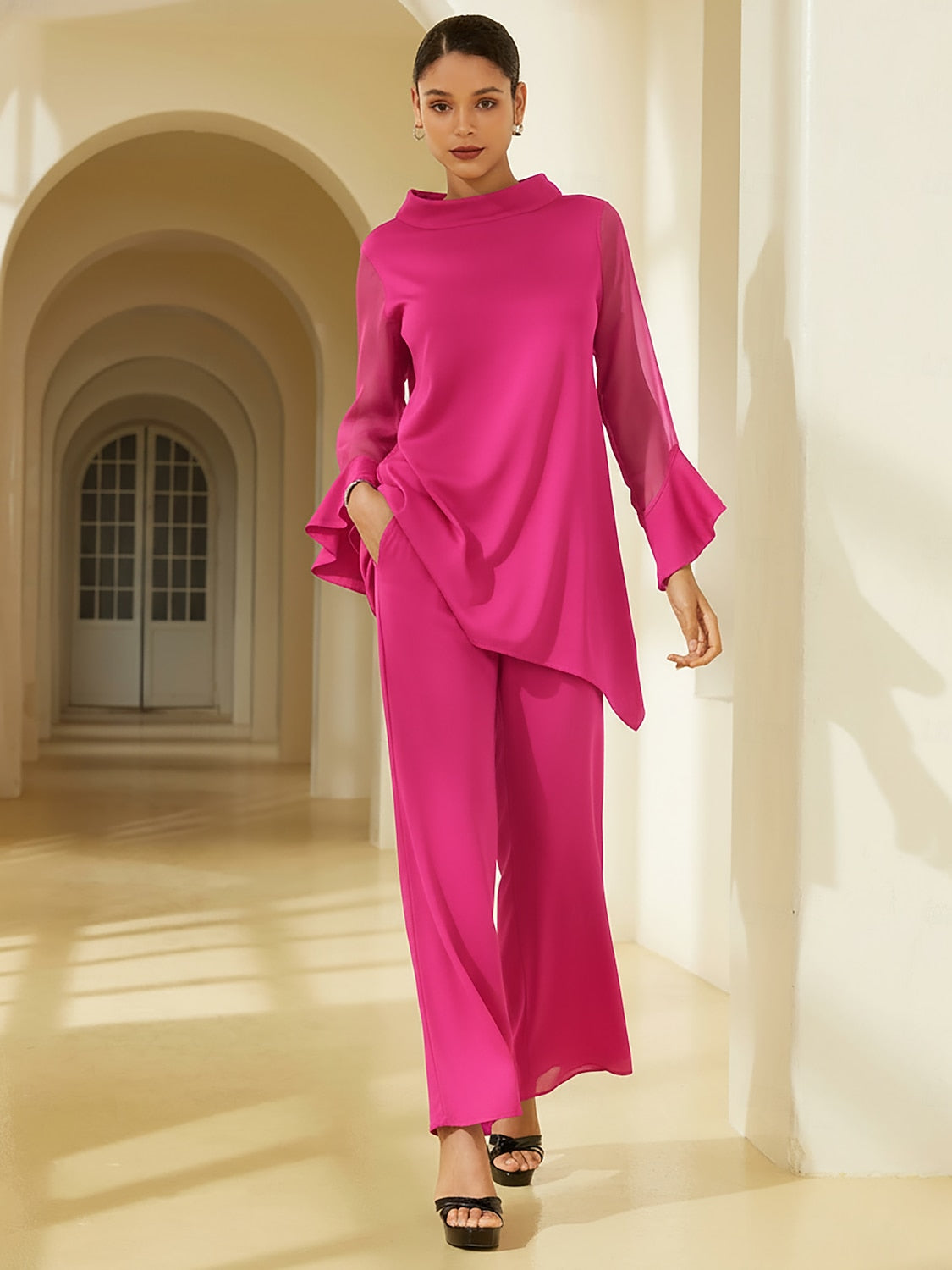 Chiffon Modal Slim Fit Sheer Lightweight Breathable Blouse