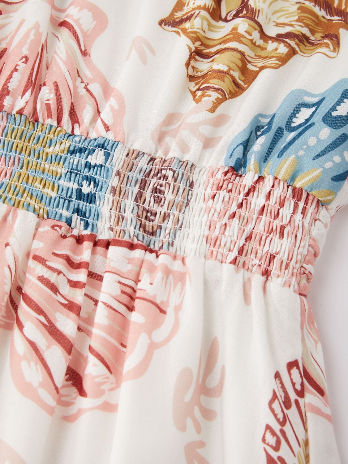 Linen-Like Smocked A-Line Midi Dress