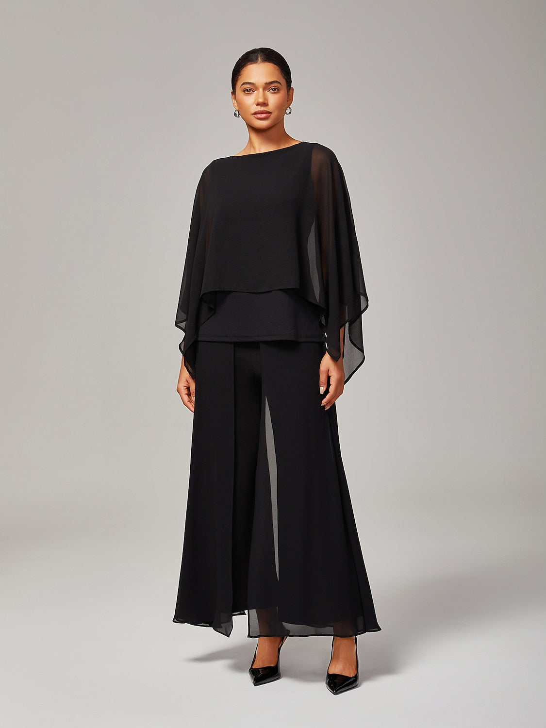 Stylish Luxurious Modal Chiffon Cape Top Blouse