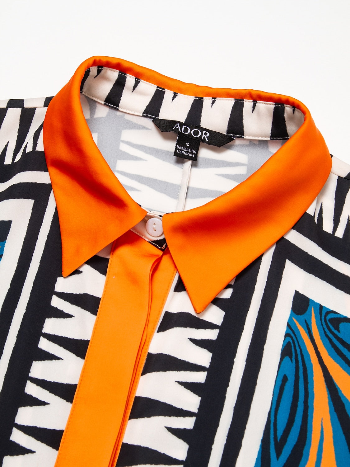 Satin Silk Shirt Block Printing Collar