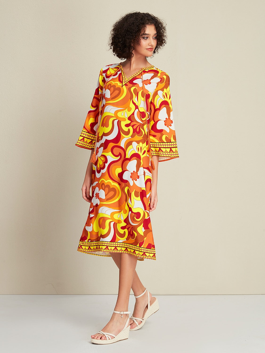 Satin Tie Front Midi Dress