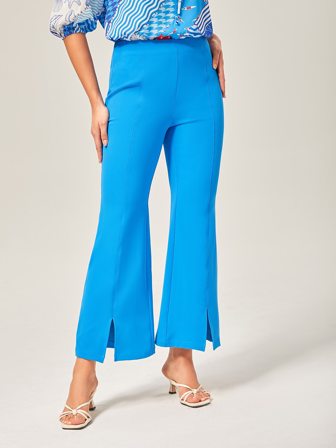 Elegant White Wide Flared Trousers