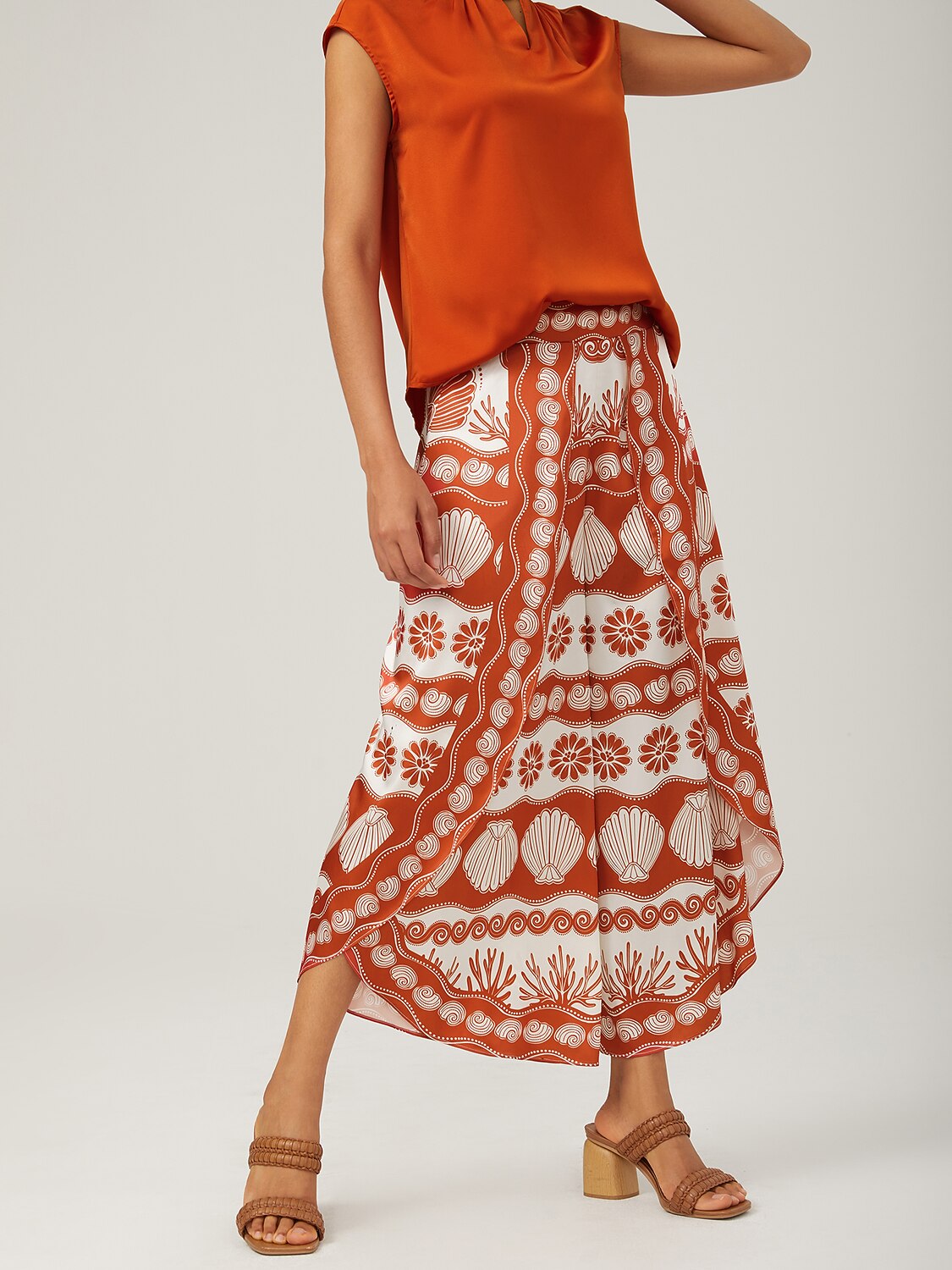 Orange Stand-Up Collar Sleeveless Knotted Top