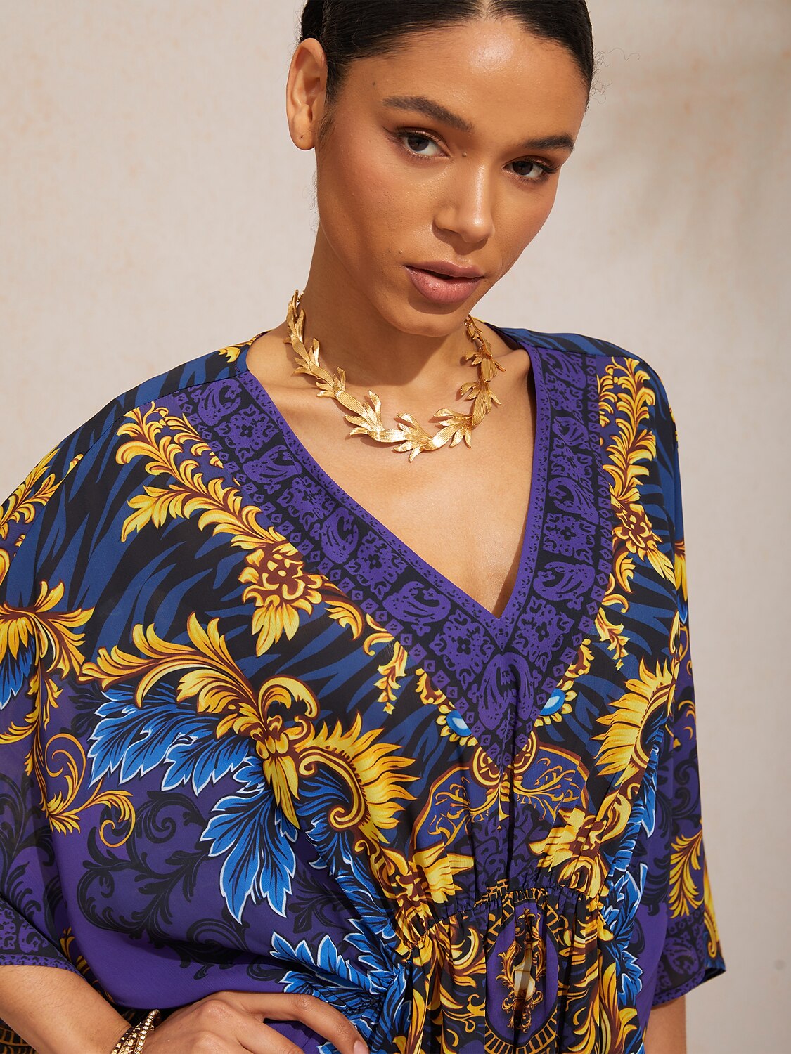 Vacation Paisley Leopard Print Chiffon Maxi Dress