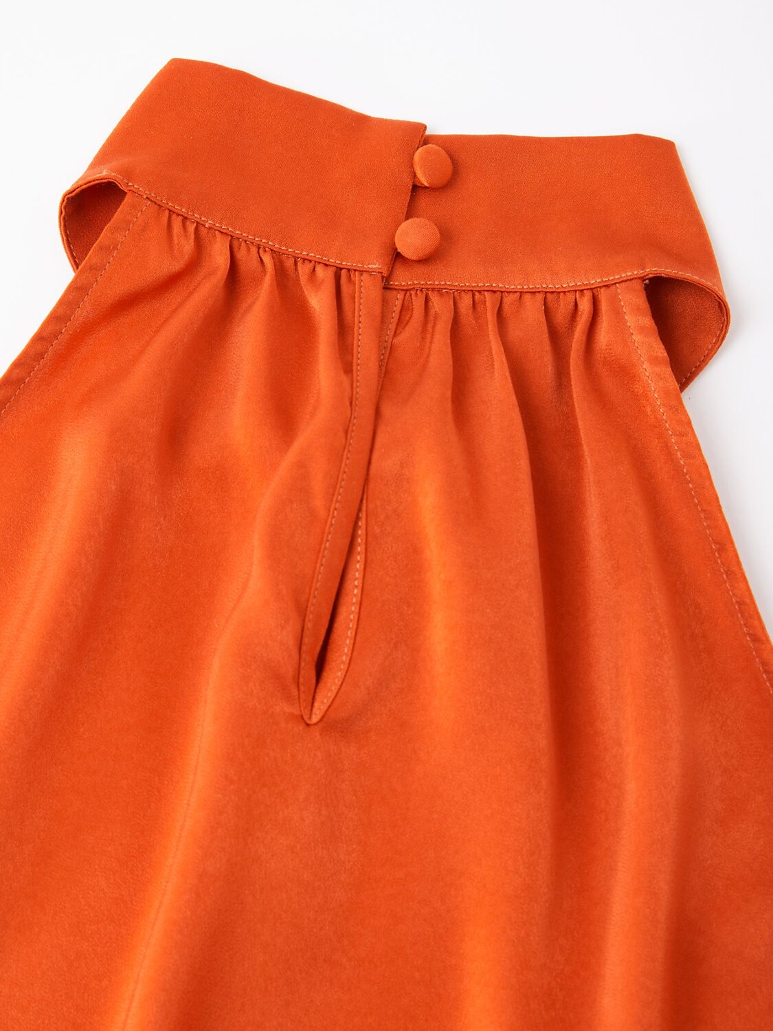 Satin Orange Stand Collar Wide Leg Pants Set