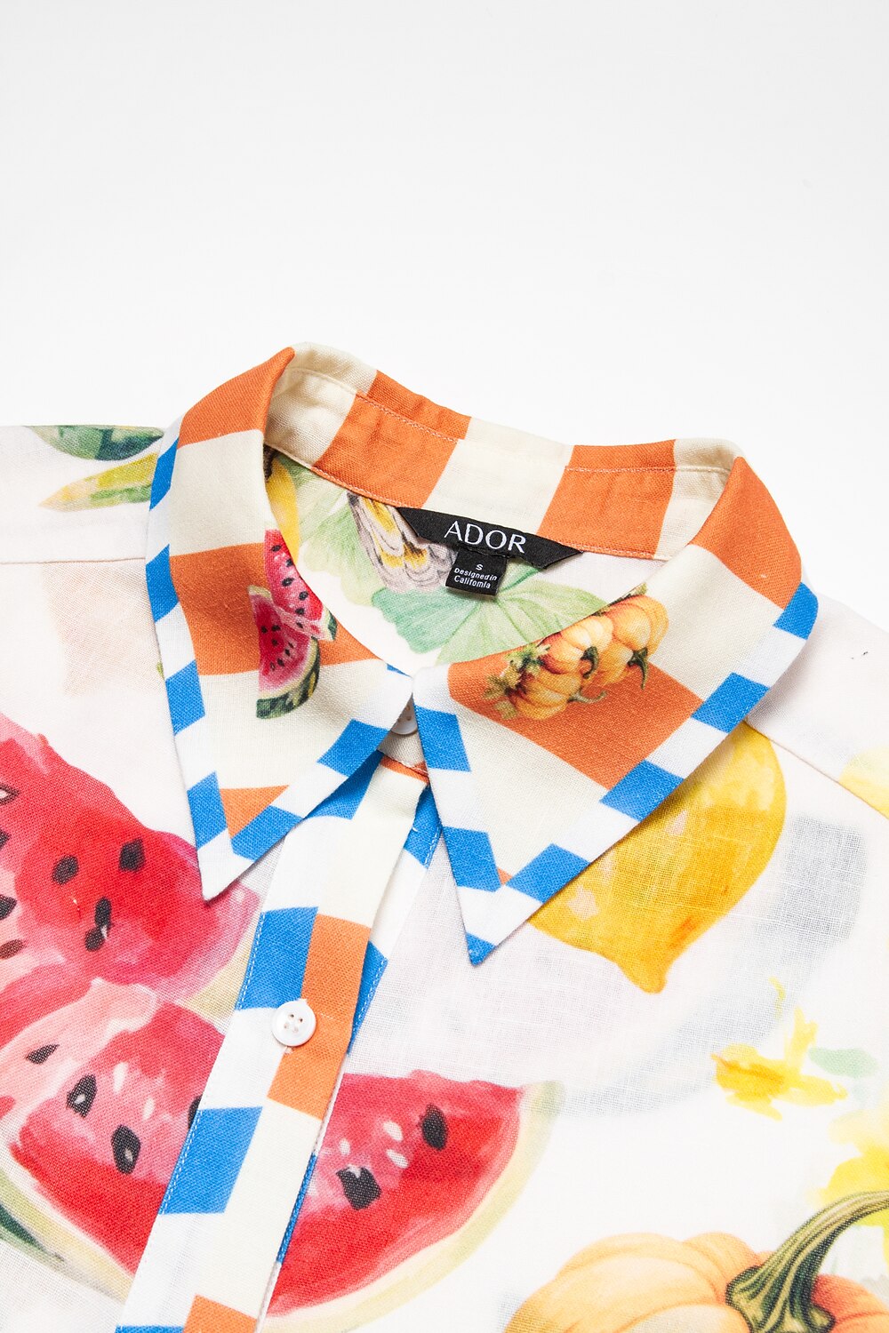 Print Stripe Fruit Midi Shirt Dress