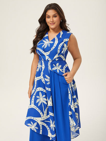 Elastic Chiffon Waist Drawstring Wide Leg Resort Pants